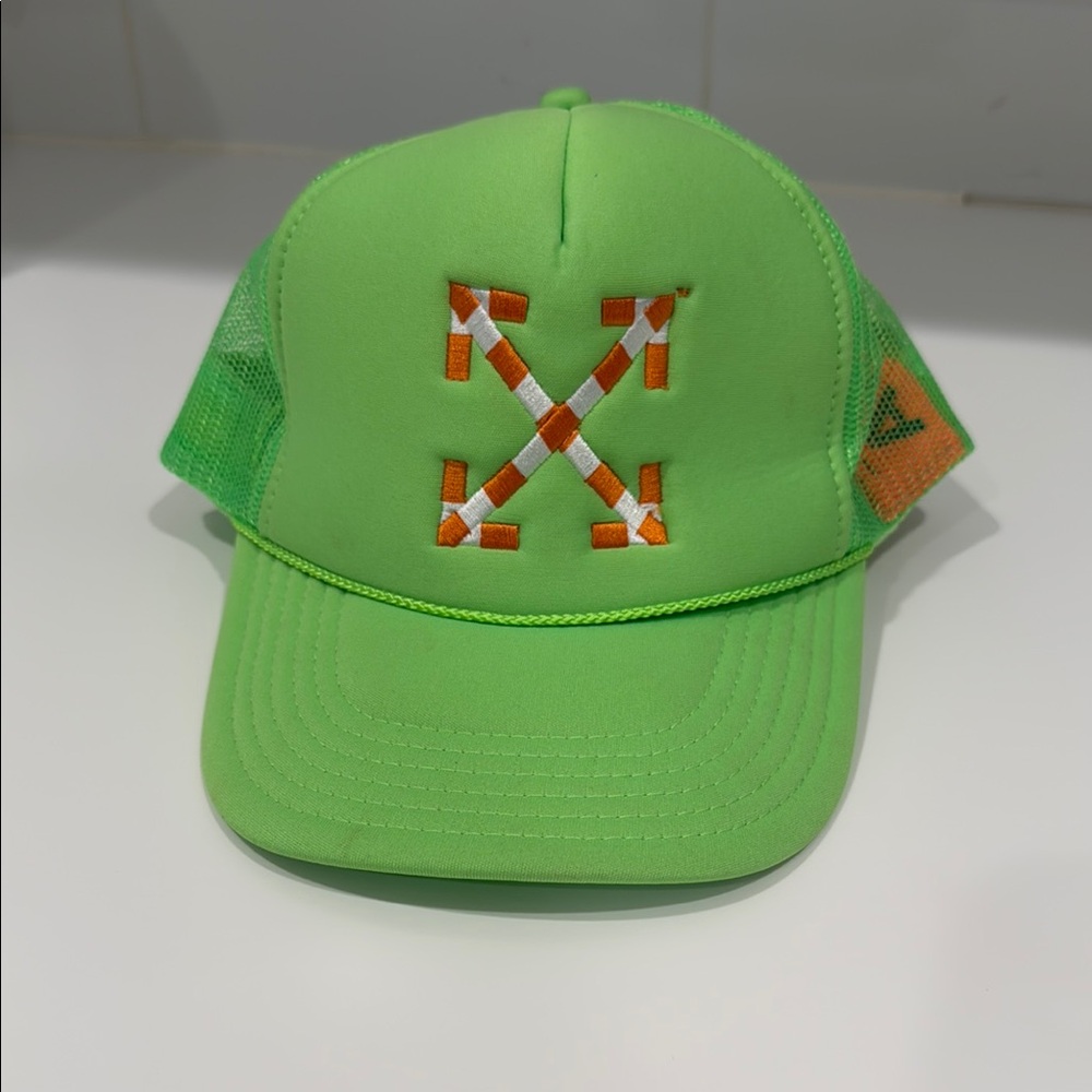 ABLOH Figures of Speech X MCA NWT Green Trucker Hat with Orange and White Logo